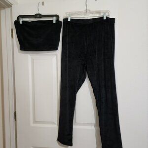 Victoria Secret Black Velour Set Top-L Pants-XL NWT